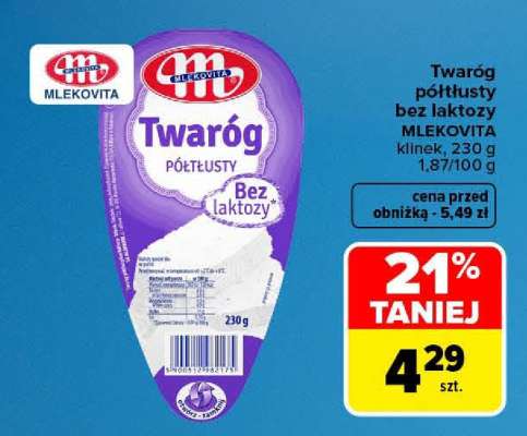 Twaróg półtłusty bez laktozy Mlekovita