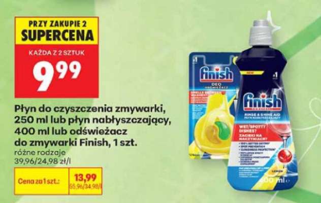Płyn do czyszczenia zmywarki 250 ml lub płyn nabłyszczający 400 ml lub odświeżacz do zmywarki Finish , 1 szt