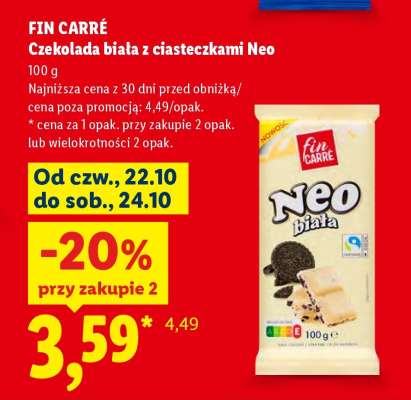 FIN CARRÉ Czekolada biała z ciasteczkami Neo